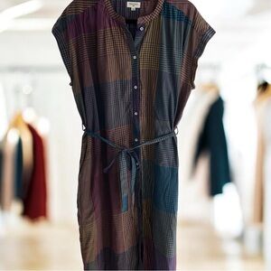 Cost Plus World Market Multicolor Checkered Midi Dress One size with pockets